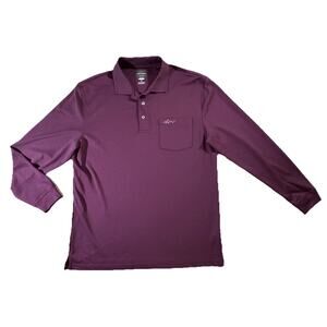 Greg Norman For Tasso Elba Long Sleeve Polo Shirt Maroon Size M NWOT